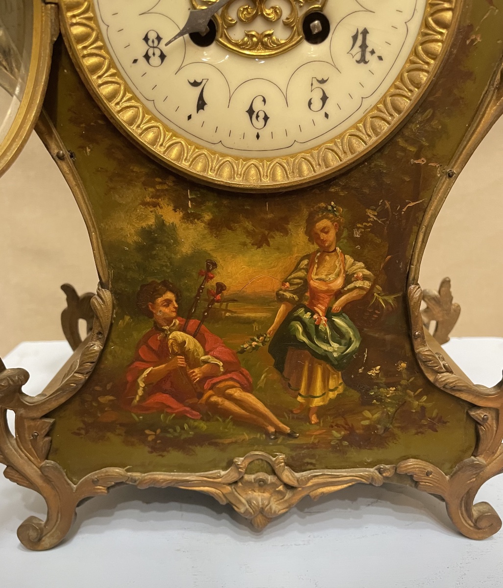 Orologio laccato e dipinto Francia XIXsecolo-photo-4