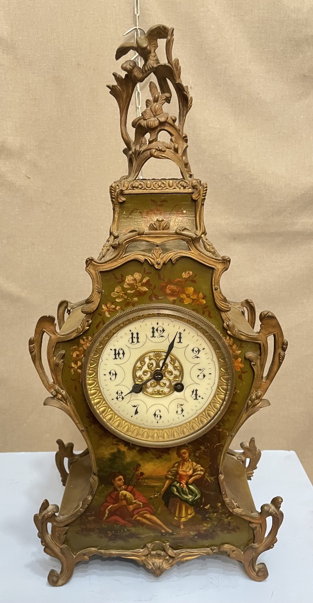 Orologio laccato e dipinto Francia XIXsecolo