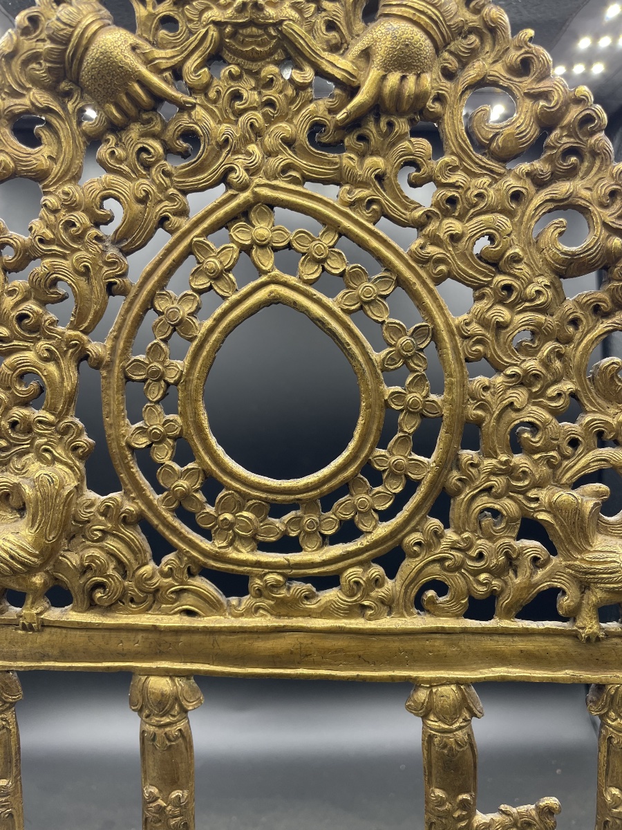 Cornice sacra in bronzo dorato Sinotibetana XVIII secolo-photo-1
