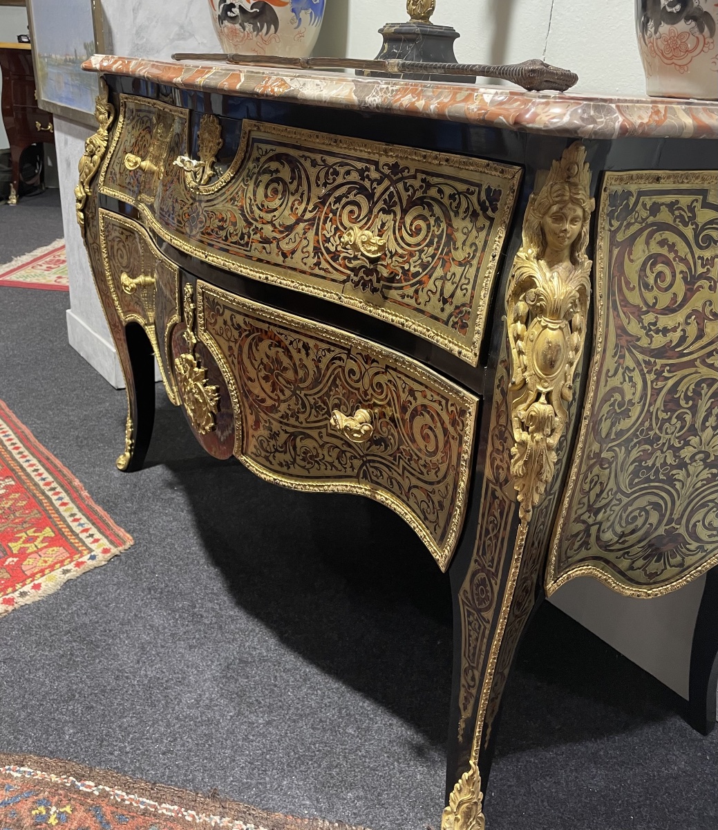 Comò boulle in legno tinto e bronzo Francia  Napoleone  III-photo-8