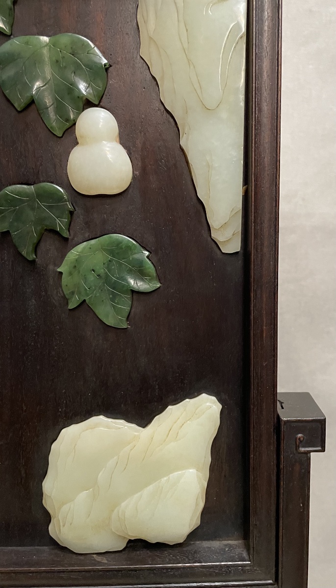 Schermo da tavolo per studiosi in legno e giade Cina XXsecolo-photo-3