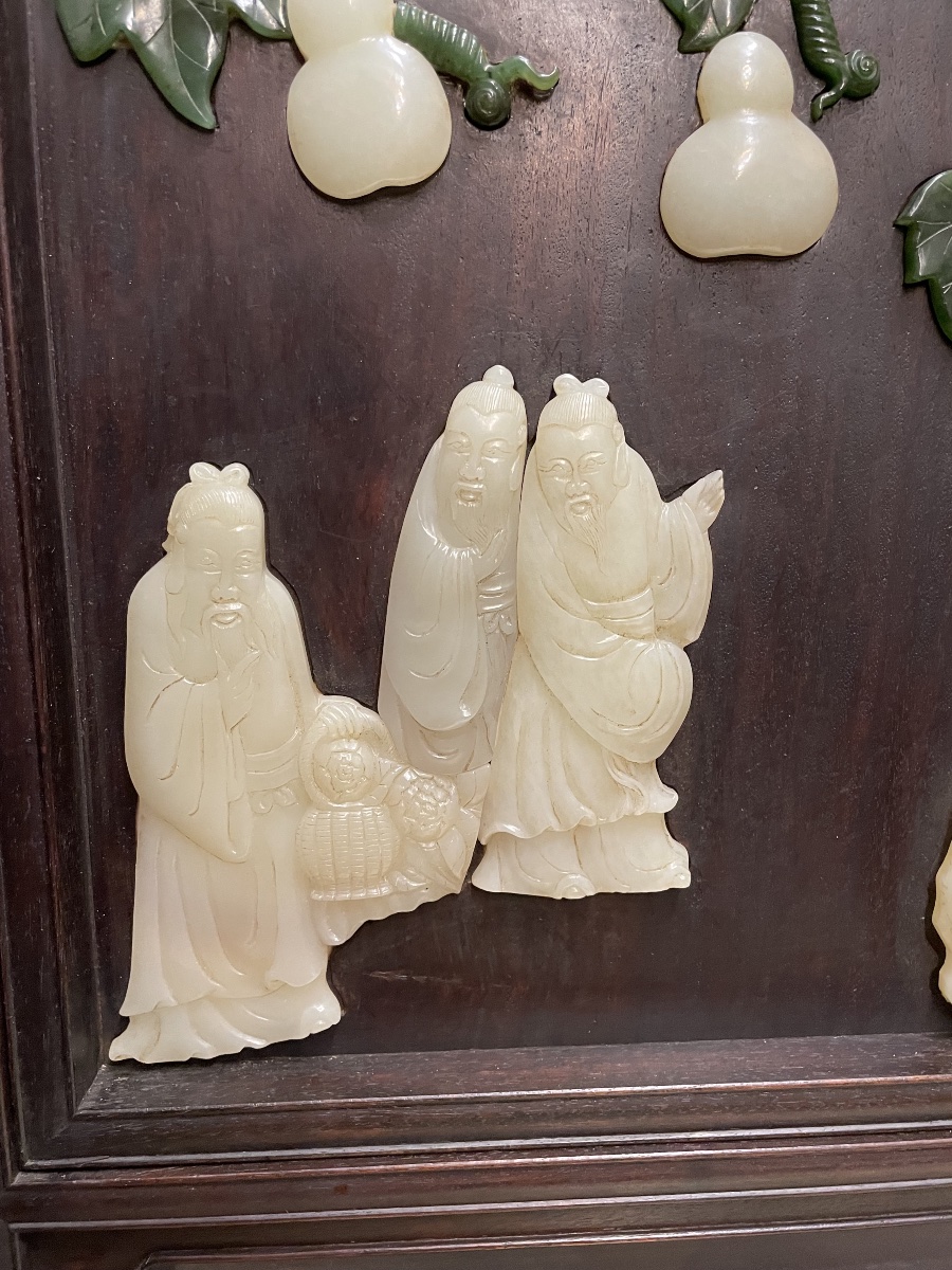 Schermo da tavolo per studiosi in legno e giade Cina XXsecolo-photo-4