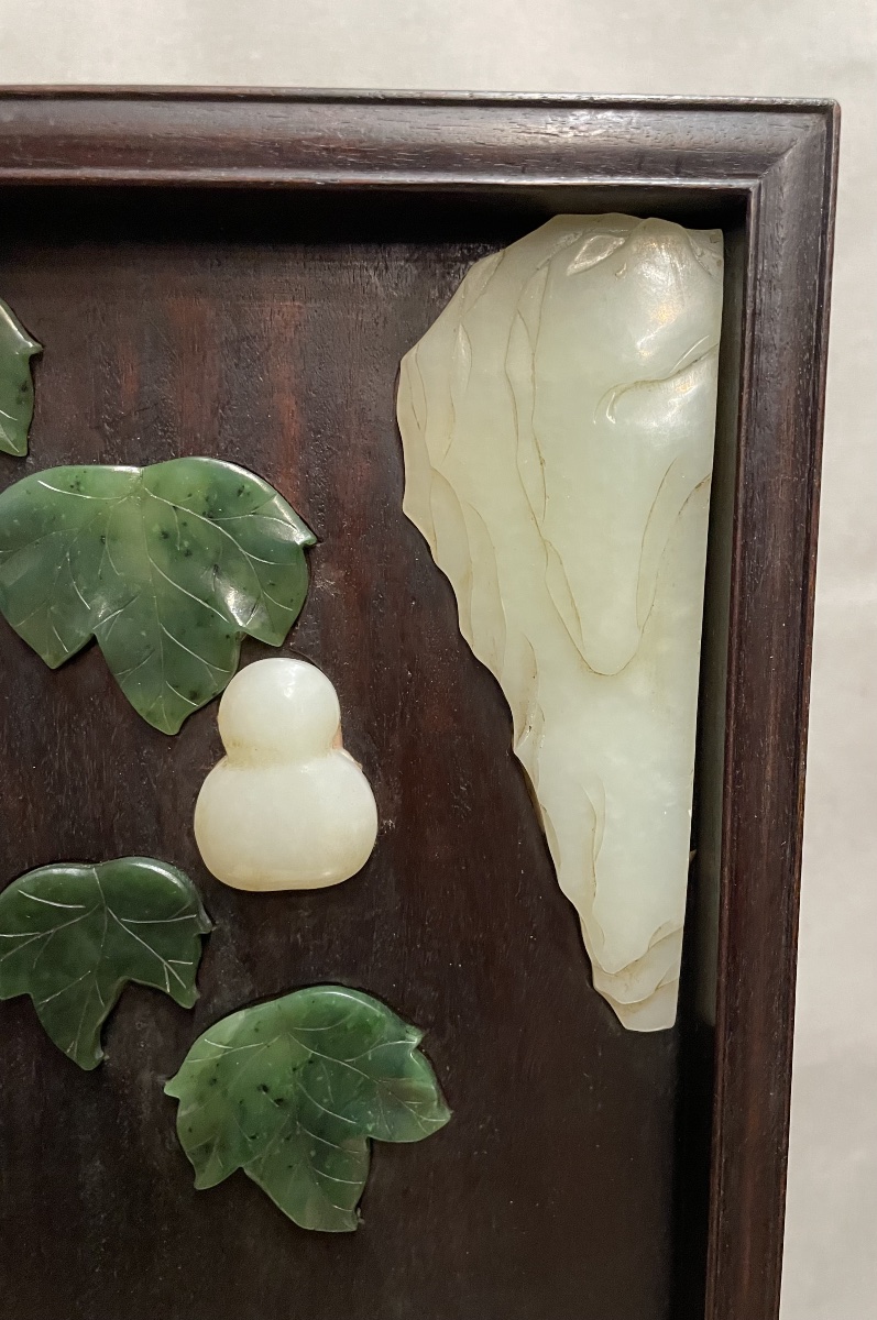 Schermo da tavolo per studiosi in legno e giade Cina XXsecolo-photo-1
