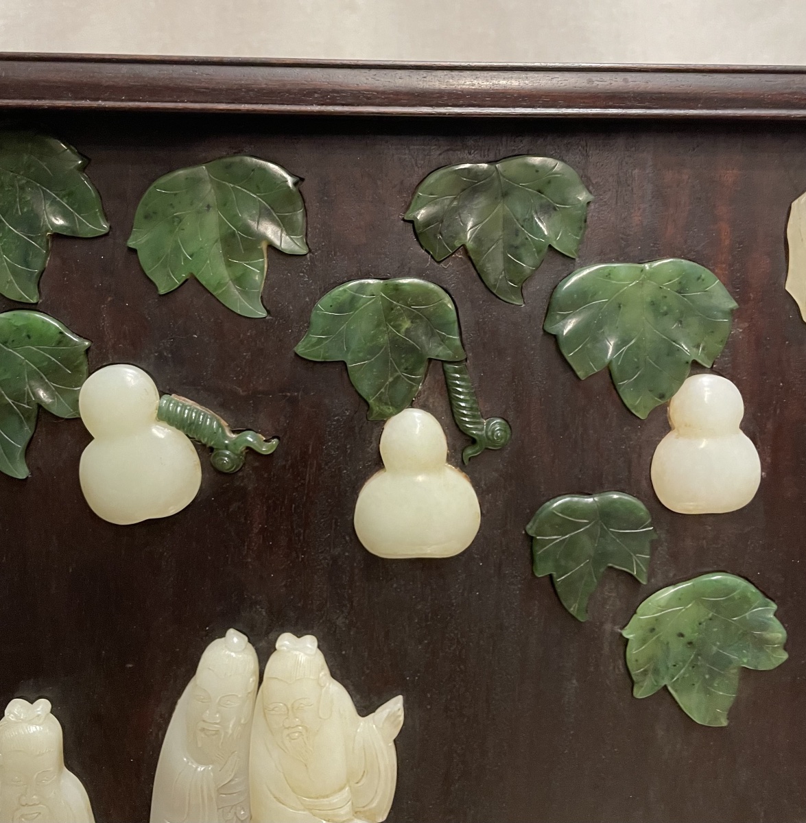 Schermo da tavolo per studiosi in legno e giade Cina XXsecolo-photo-2