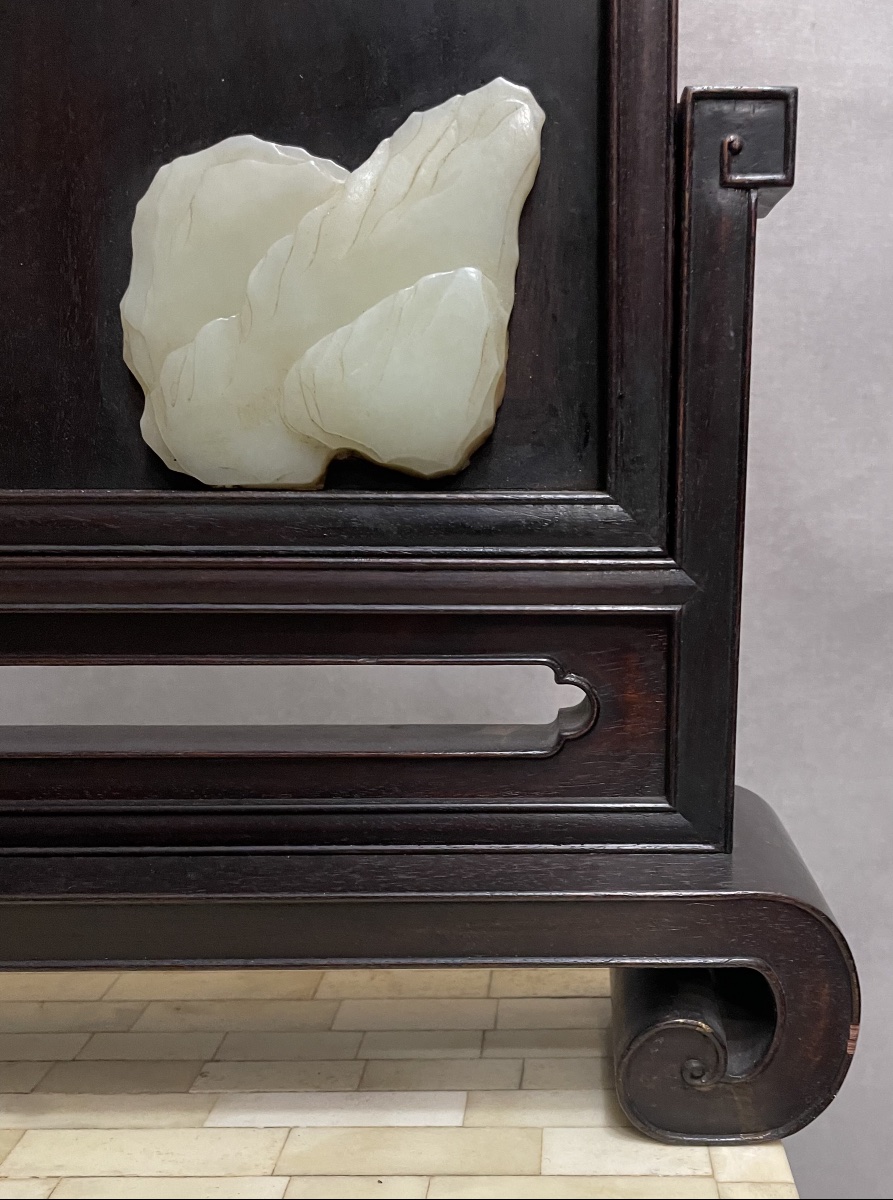 Schermo da tavolo per studiosi in legno e giade Cina XXsecolo-photo-6