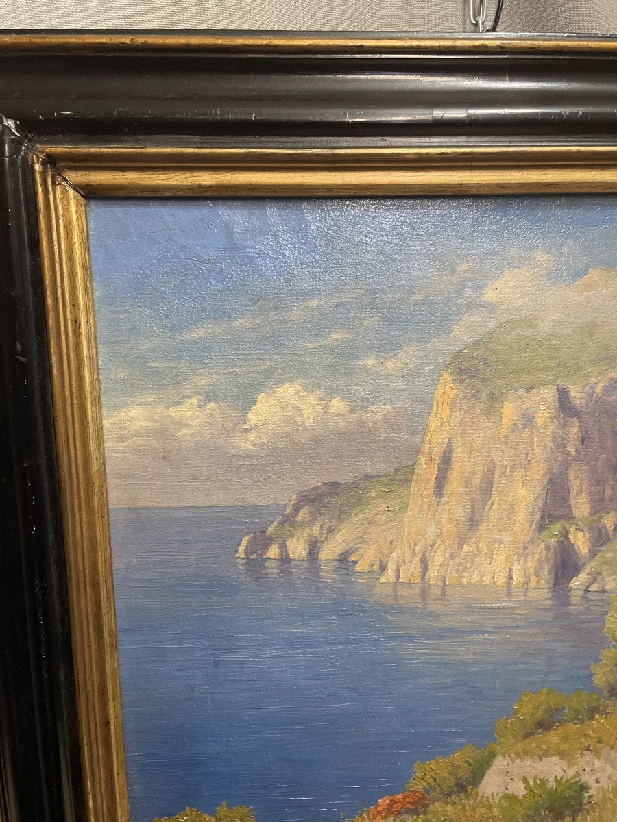Olio su tela veduta della costiera di Capri di W. Wellers XXsecolo-photo-4