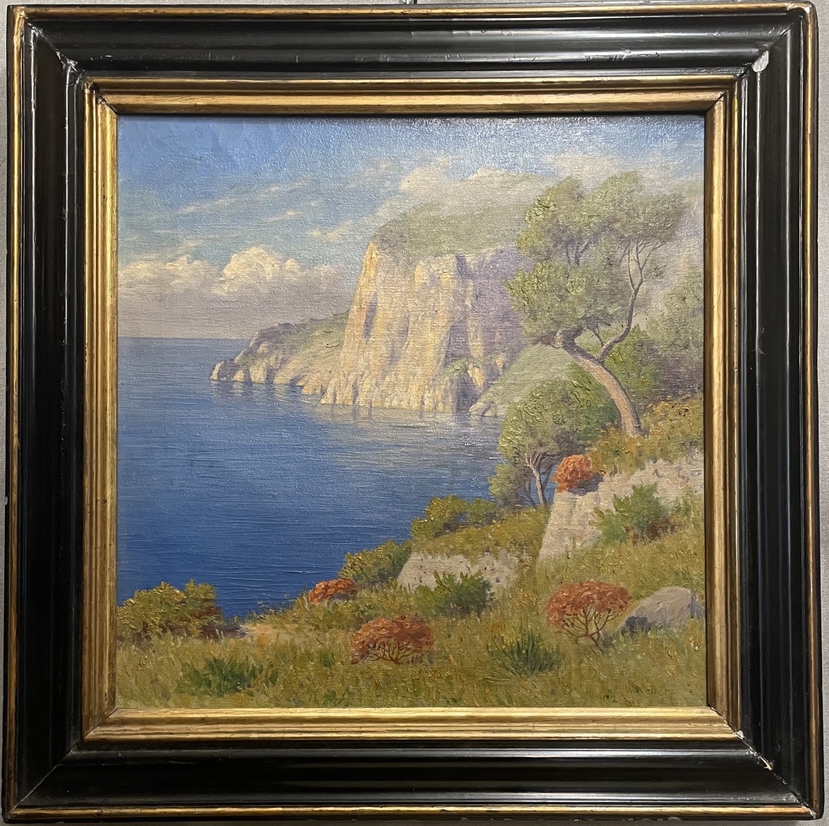 Olio su tela veduta della costiera di Capri di W. Wellers XXsecolo-photo-1