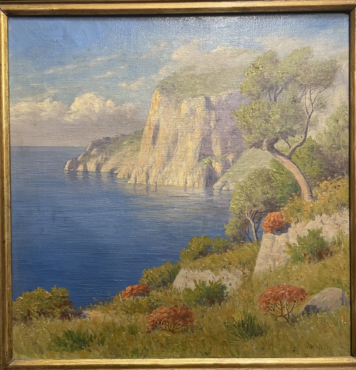 Olio su tela veduta della costiera di Capri di W. Wellers XXsecolo-photo-4