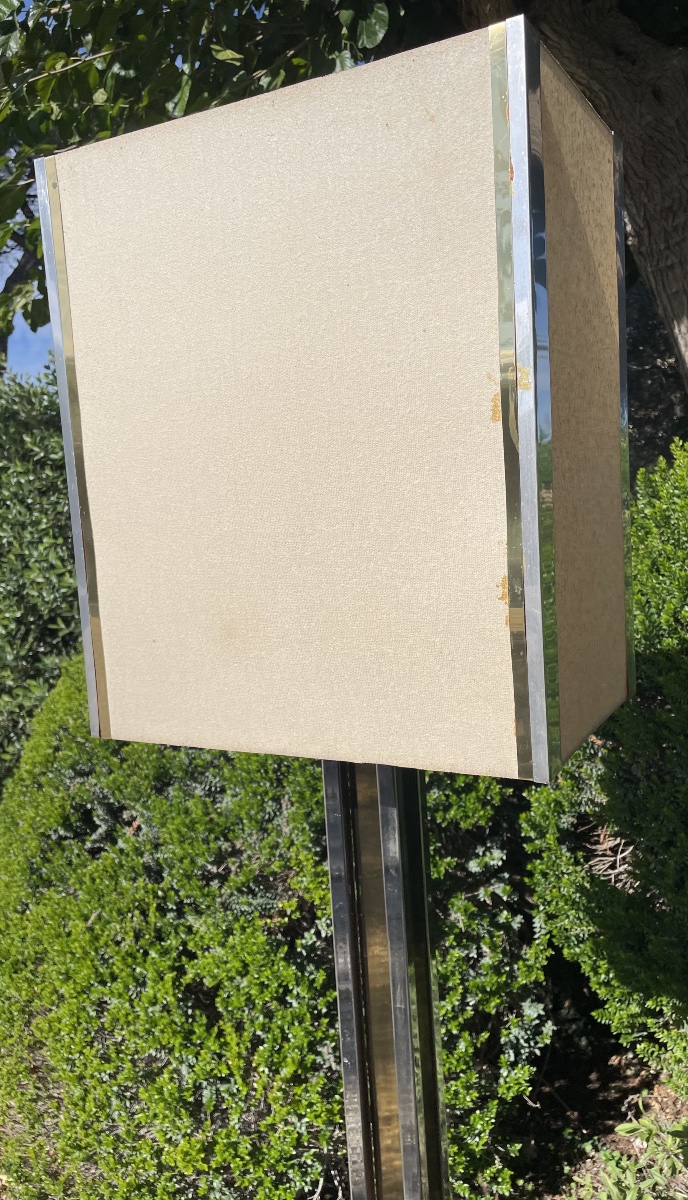 Lampada da terra in metallo cromato e ottone anni 60/70 -photo-3