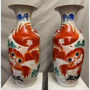 Coppia di vasi a balaustro Cinesi del XX secolo