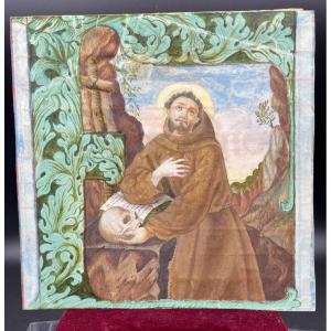 Capo pagina di  libro con S. Francesco d’Assisi XIV secolo