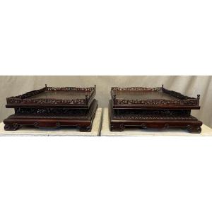Coppia di basi in legno di Zitan, Cina, periodo Qing