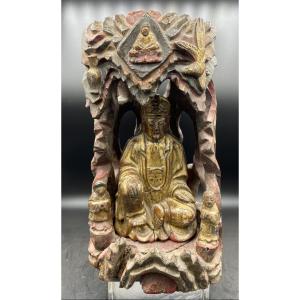 Scultura in legno laccato e dorato Cina XVIIIsecolo