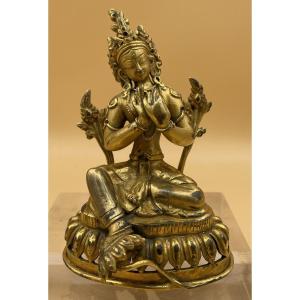 Bronzo  dorato Tibetano Tara verde XXsecolo