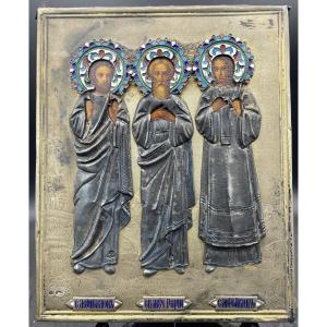 Icona Russa con i tre santi XIXsecolo