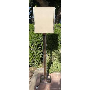 Lampada da terra in metallo cromato e ottone anni 60/70 