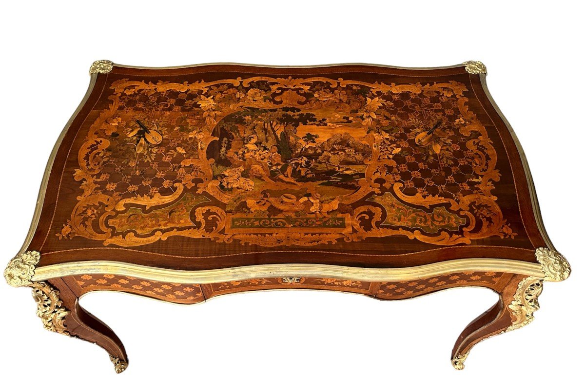 XIX Secolo, Scrittoio in legno intarsiato montato con bronzi dorati, Paul sormani-photo-3