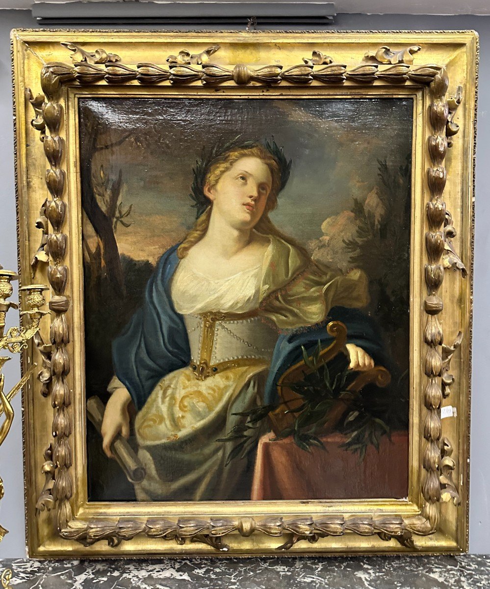 XVIII Secolo Dipinto olio su tela Raffigurante Allegoria della Musica 