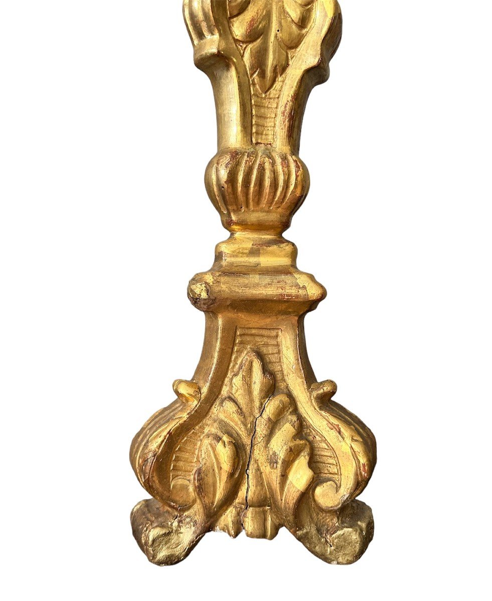XIX Secolo, Coppia di Torcieri in legno dorato-photo-1