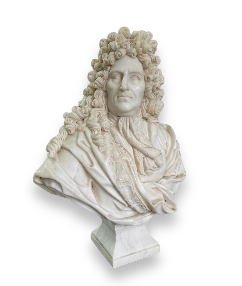XX Secolo, Coppia di grandi busti in Marmo, Re Sole, Luigi XIV-photo-1