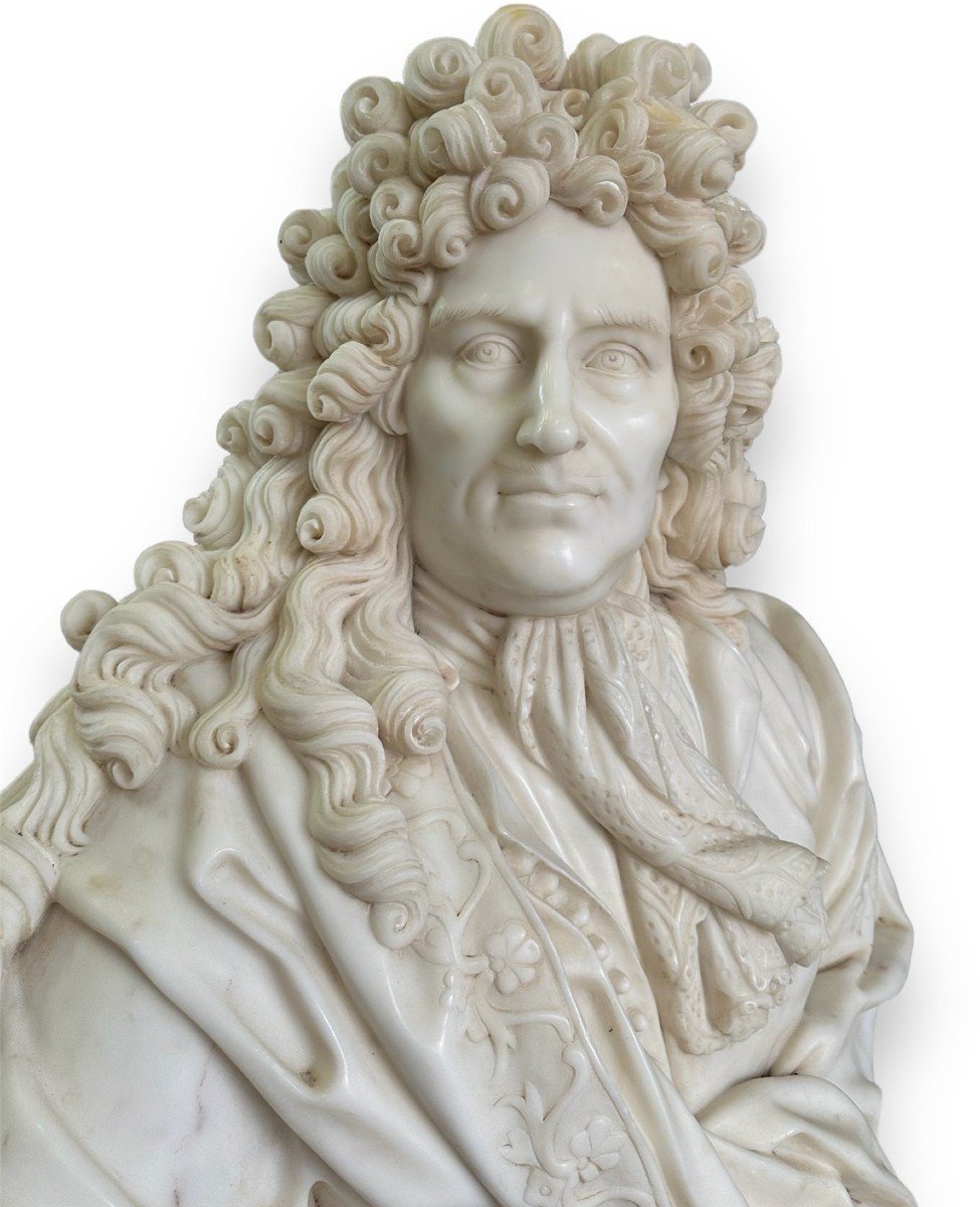 XX Secolo, Coppia di grandi busti in Marmo, Re Sole, Luigi XIV-photo-4
