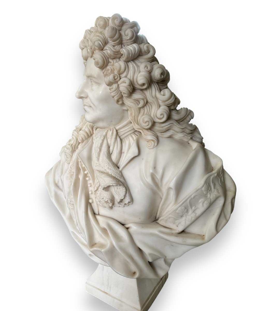XX Secolo, Coppia di grandi busti in Marmo, Re Sole, Luigi XIV-photo-6