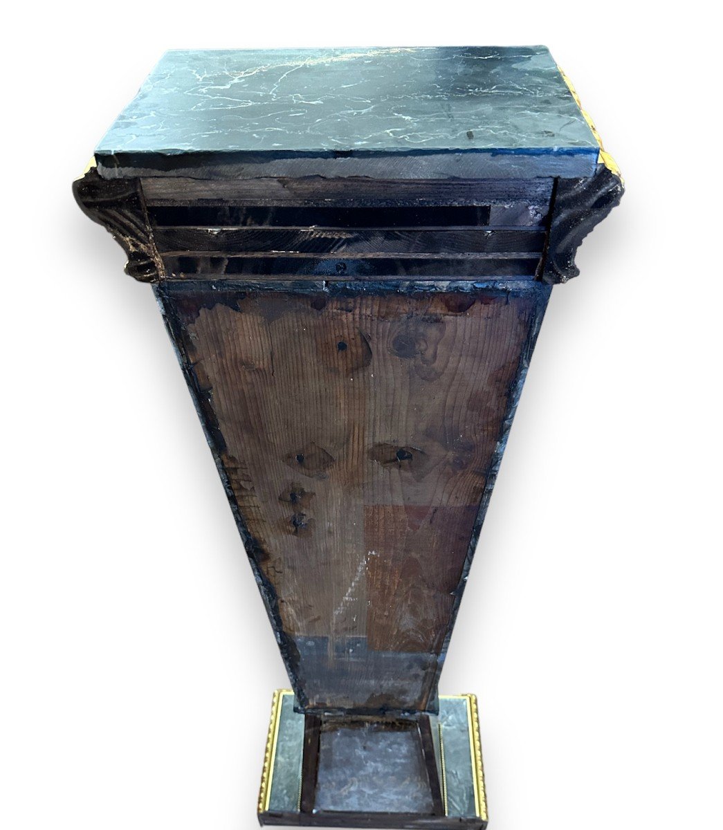 XIX Secolo, Coppia di Colonne, Lesene, in legno con marmi-photo-3