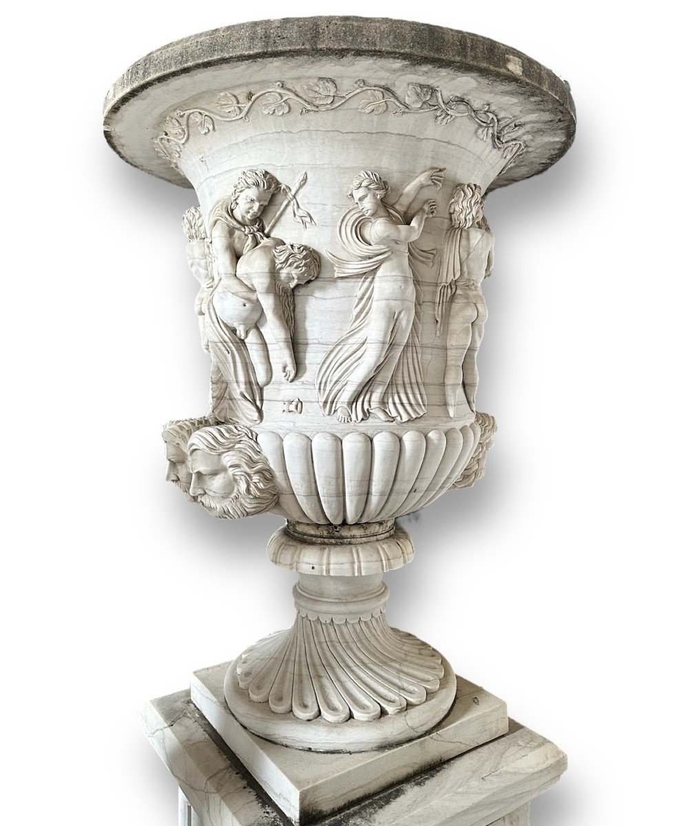 XX Secolo, coppia di grandi vasi in marmo da giardino-photo-2
