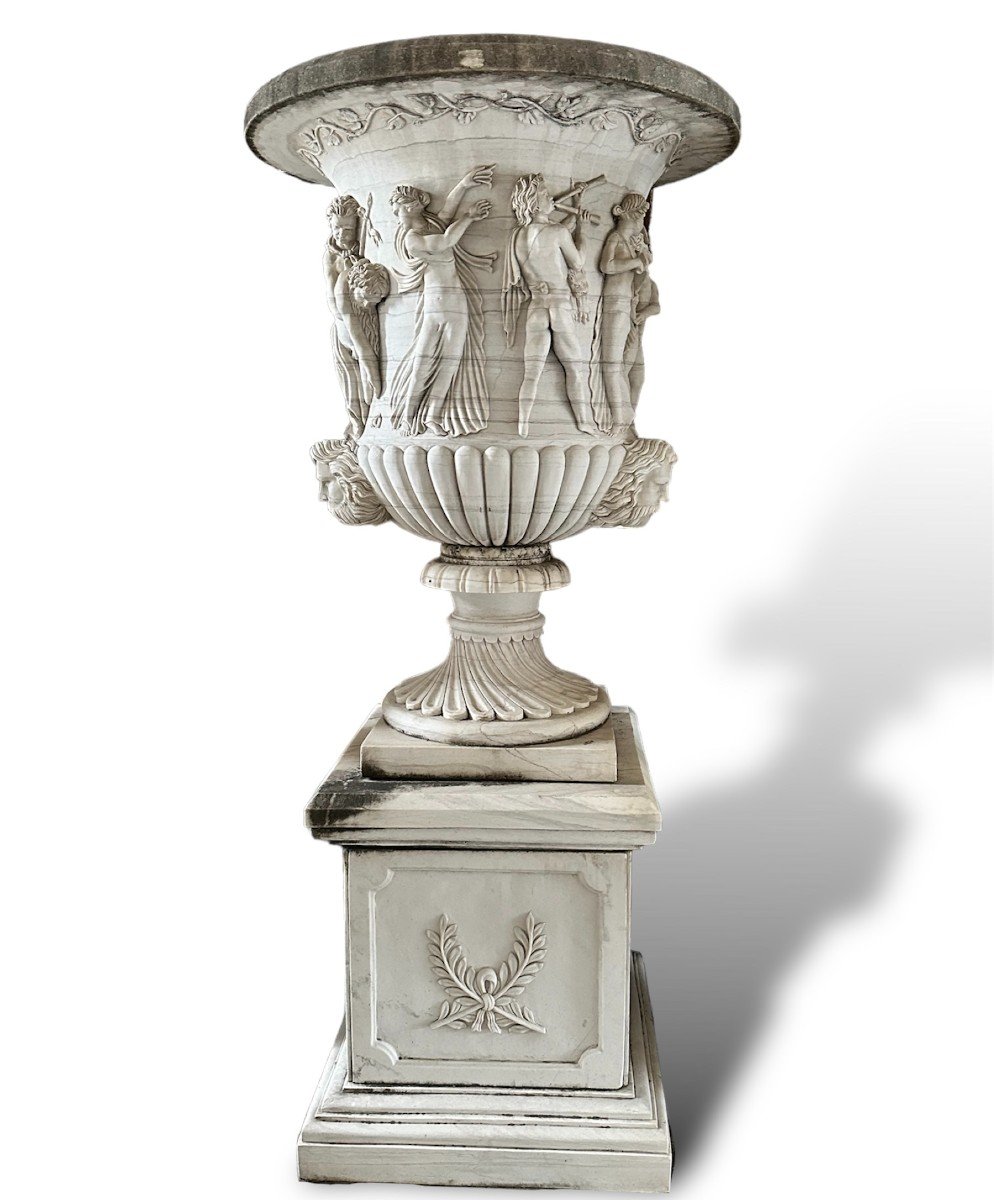 XX Secolo, coppia di grandi vasi in marmo da giardino-photo-1