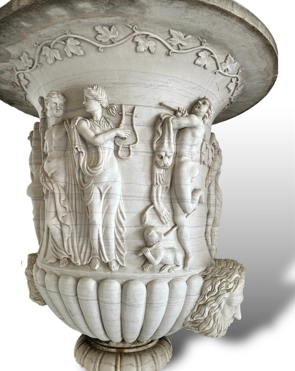 XX Secolo, coppia di grandi vasi in marmo da giardino-photo-3