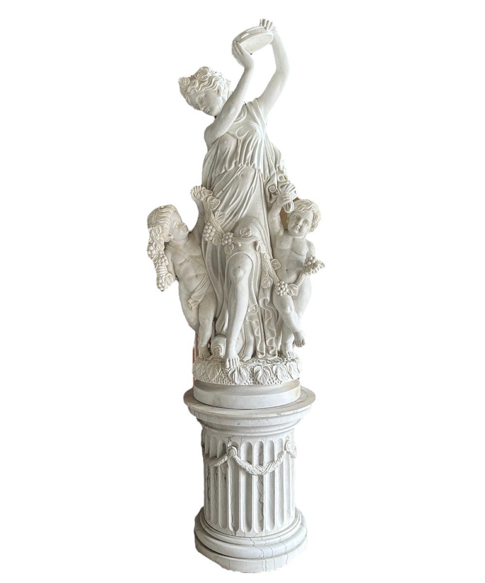 XX Secolo, Coppia di sculture in  marmo bianco, Gruppi allegorici-photo-3