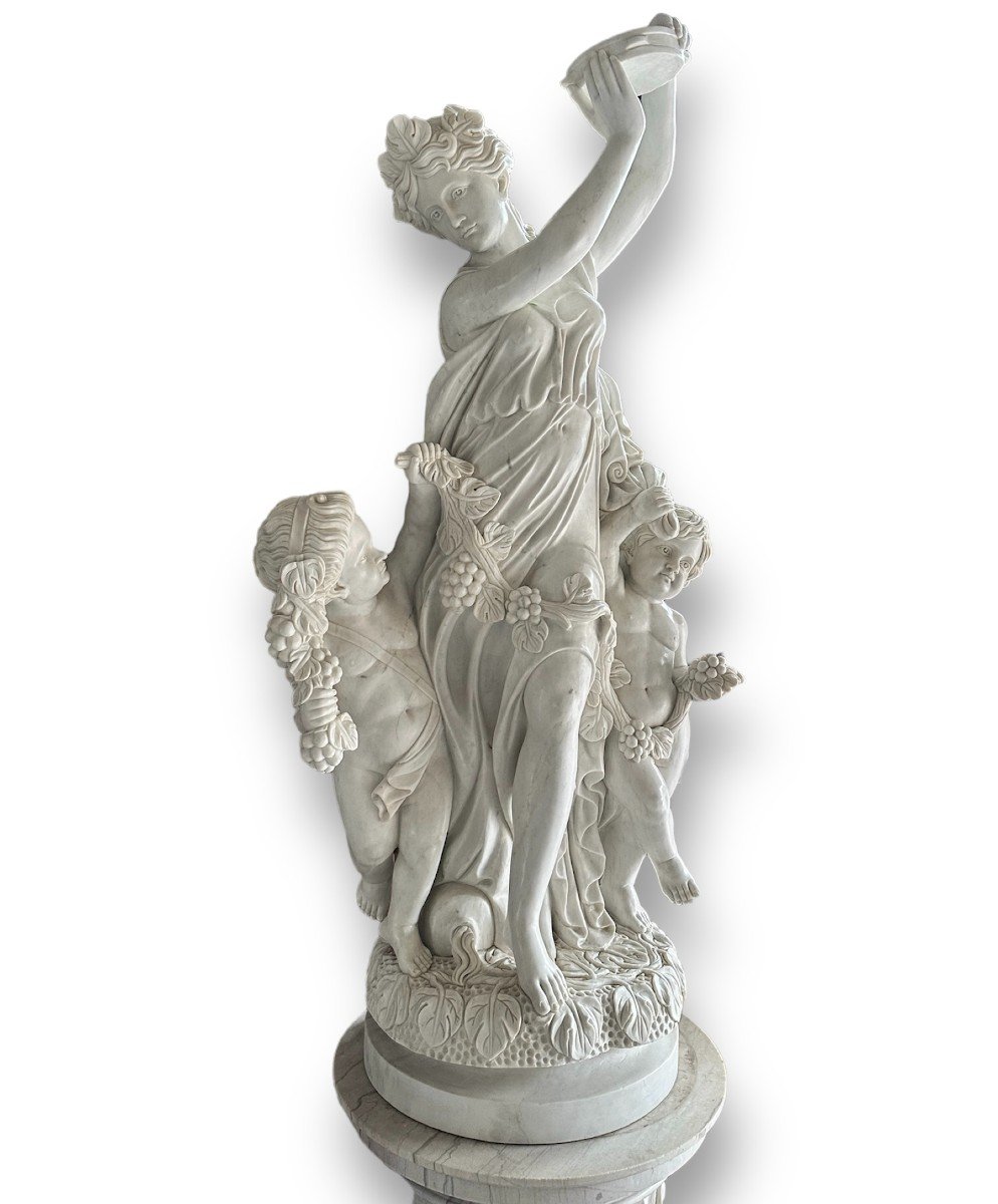 XX Secolo, Coppia di sculture in  marmo bianco, Gruppi allegorici-photo-4