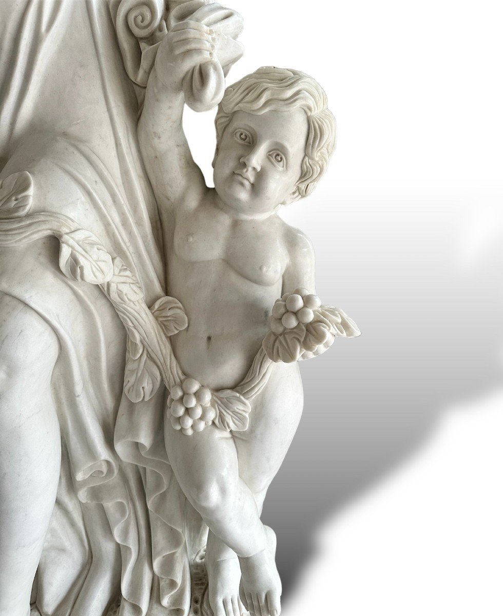 XX Secolo, Coppia di sculture in  marmo bianco, Gruppi allegorici-photo-1