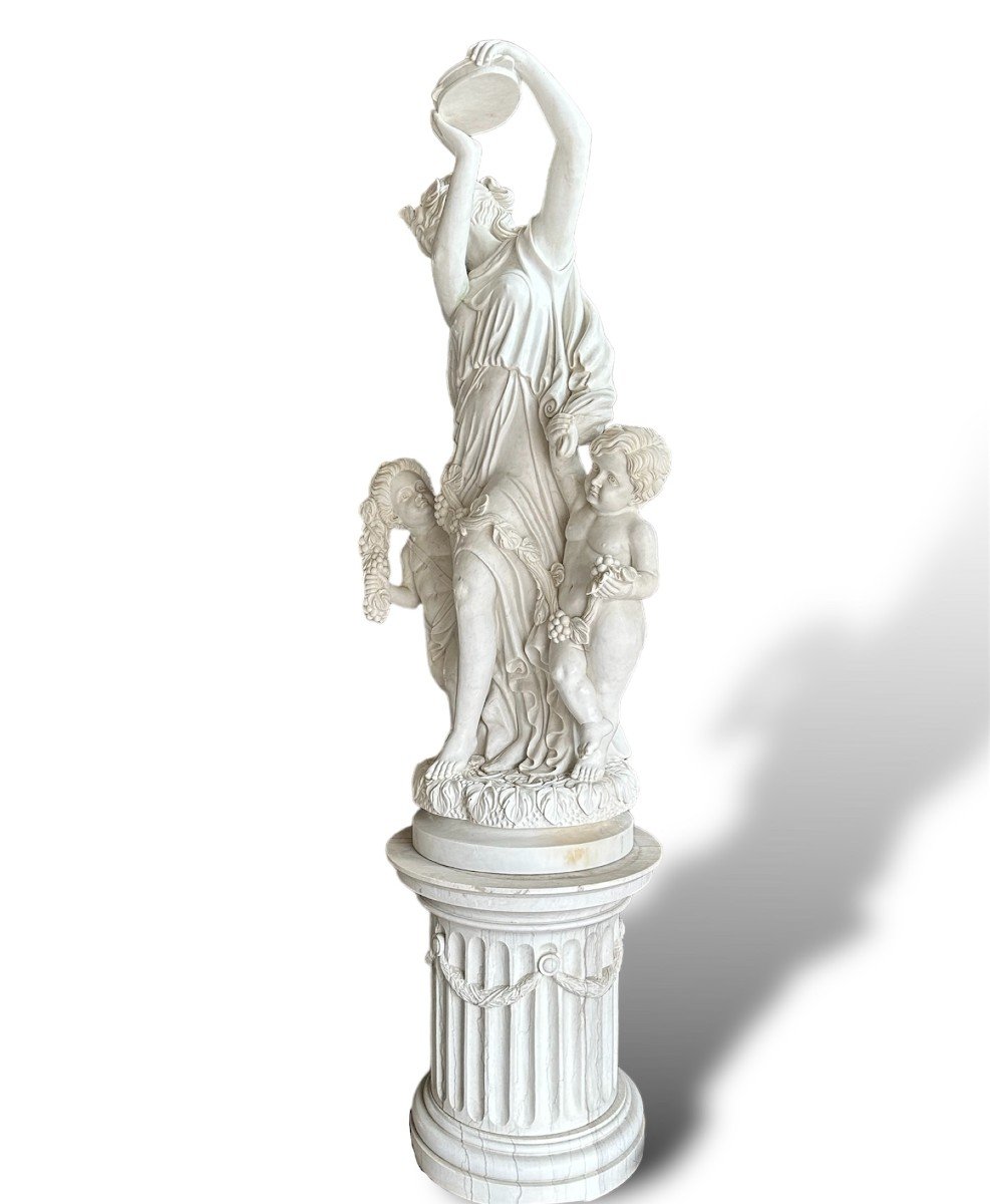 XX Secolo, Coppia di sculture in  marmo bianco, Gruppi allegorici-photo-4