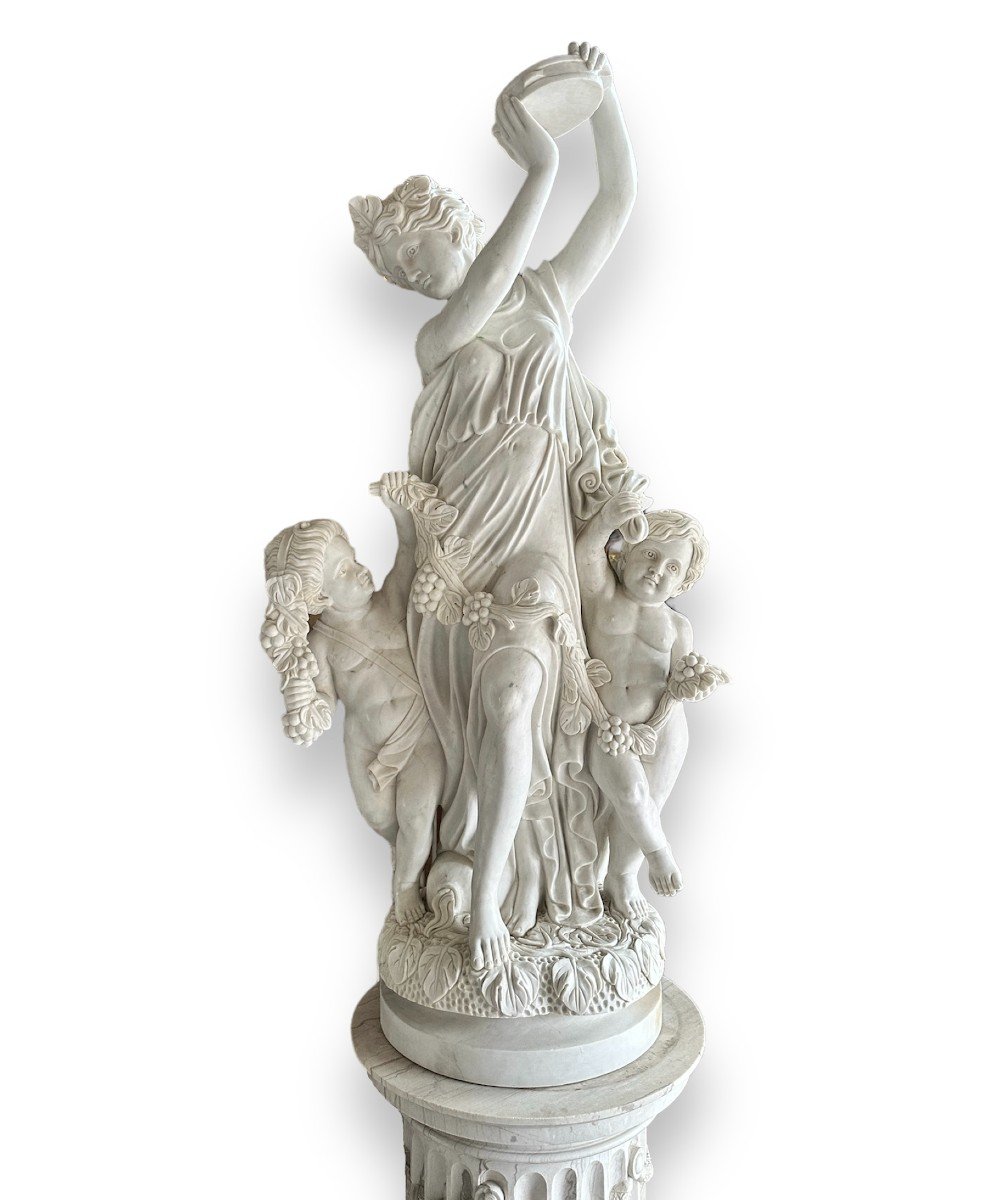 XX Secolo, Coppia di sculture in  marmo bianco, Gruppi allegorici-photo-5