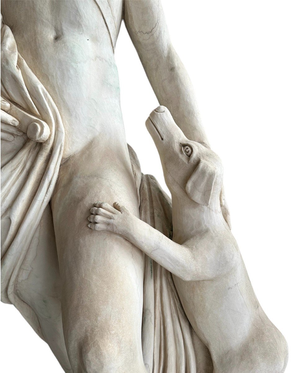 XIX Secolo, Scultura in marmo bianco statuario Diana Cacciatrice-photo-1