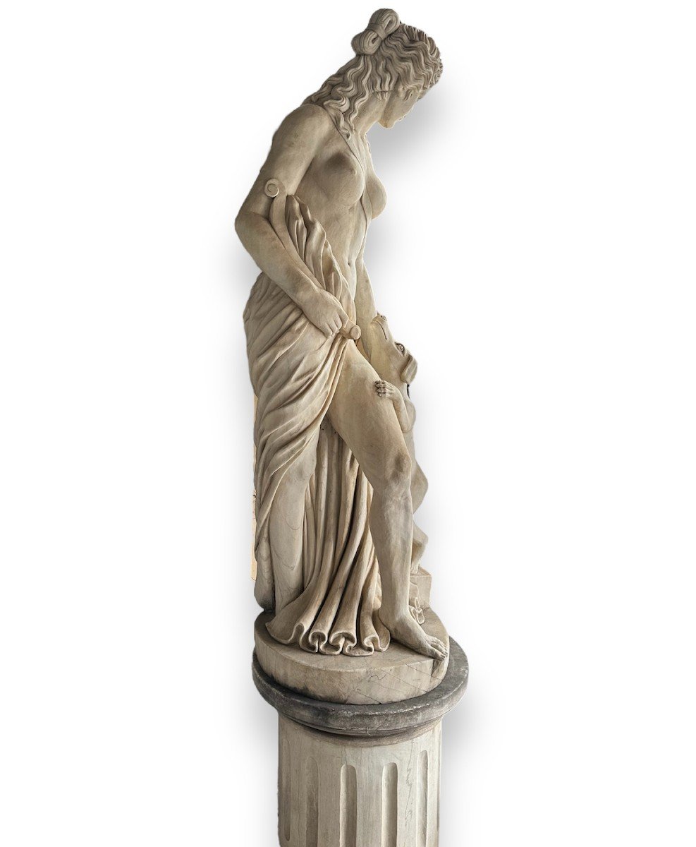 XIX Secolo, Scultura in marmo bianco statuario Diana Cacciatrice-photo-2