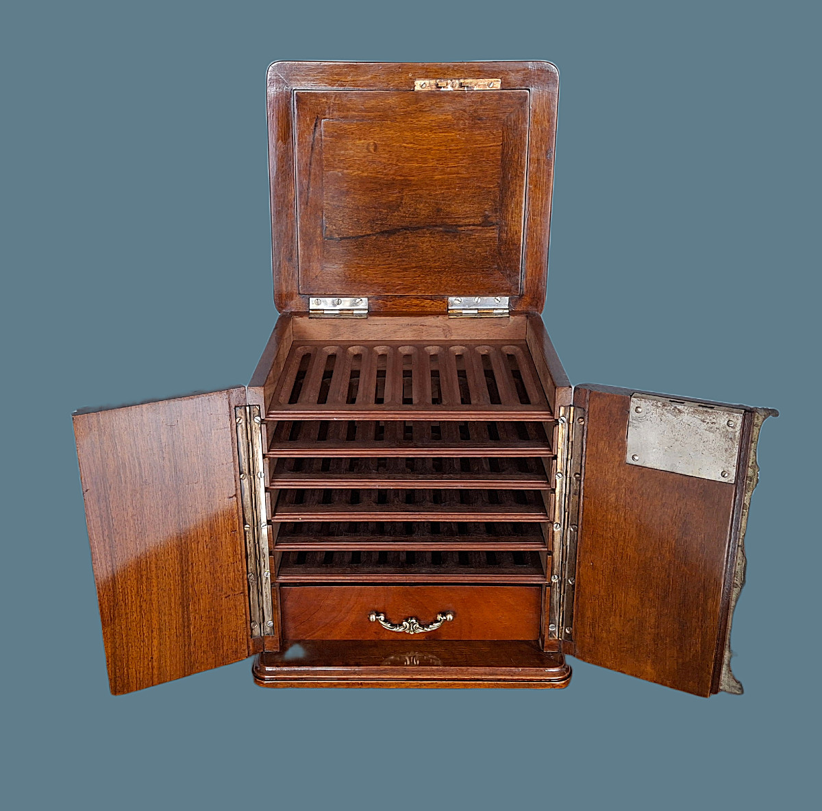 Scatola per  sigari antica, Humidor, epoca fine 800-photo-8