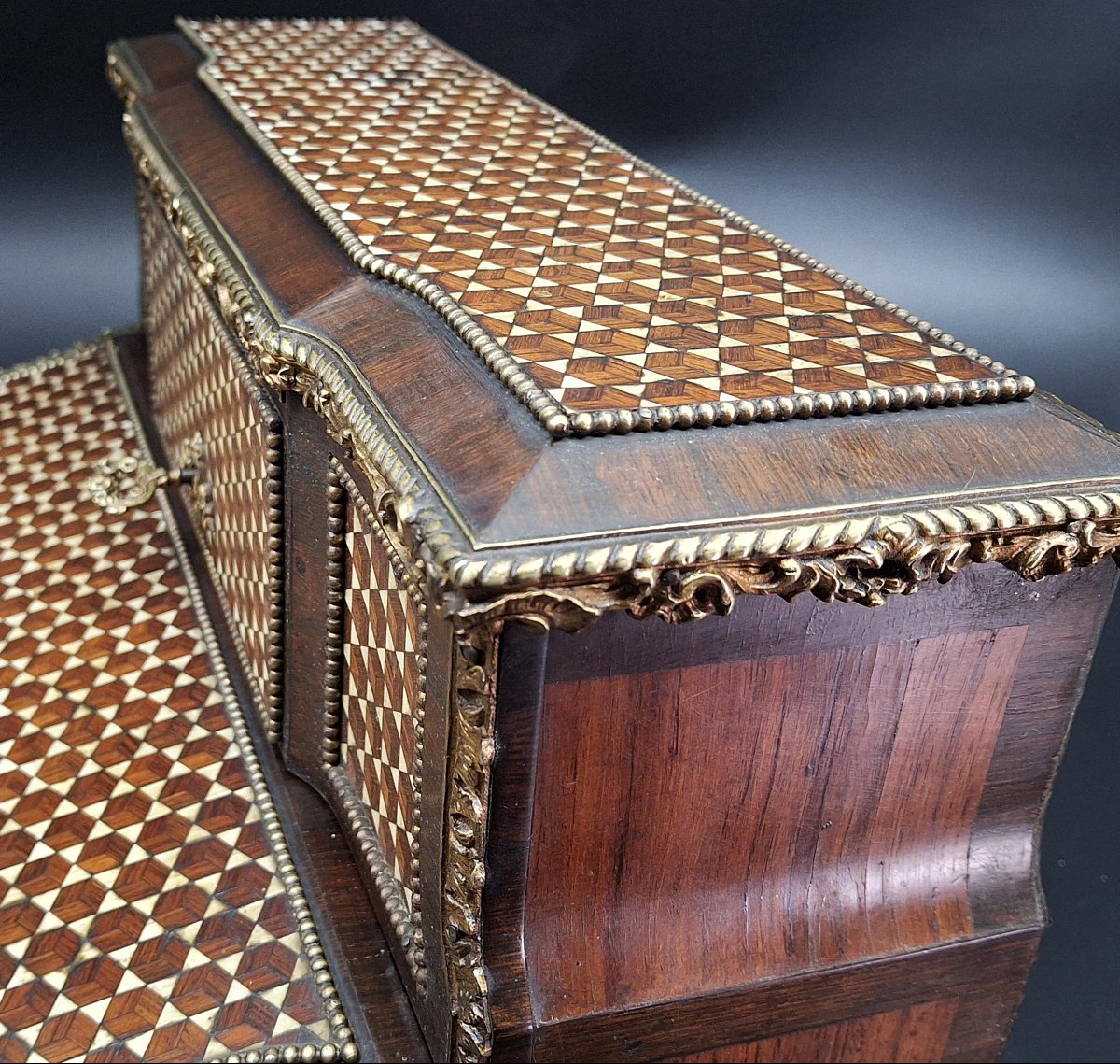 Scrittoio da viaggio intarsiato, Marqueterie, epoca Napoleone III-photo-4