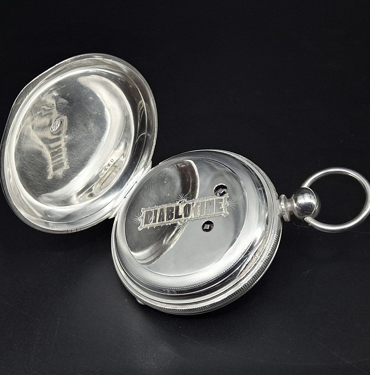 Raro orologio da tasca Diavoletto duplex, 1870 circa.-photo-3