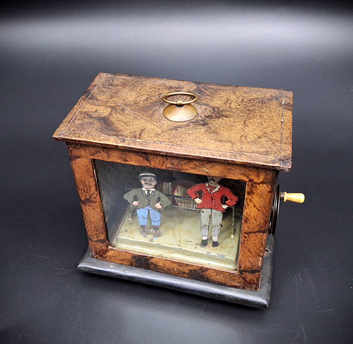 Antico giocattolo meccanico in latta epoca 1920, Happy Jack & Happy James-photo-2