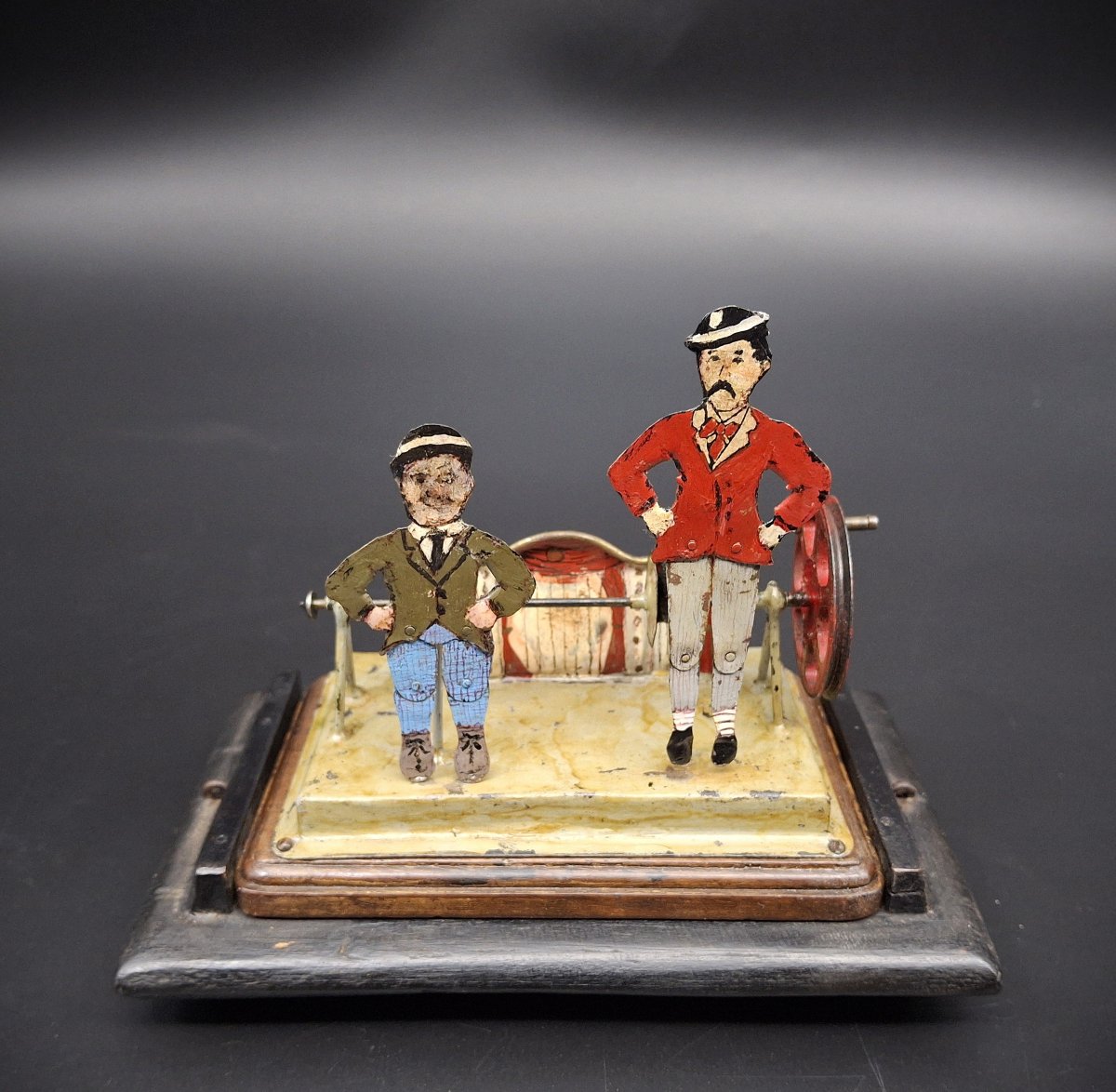Antico giocattolo meccanico in latta epoca 1920, Happy Jack & Happy James-photo-7