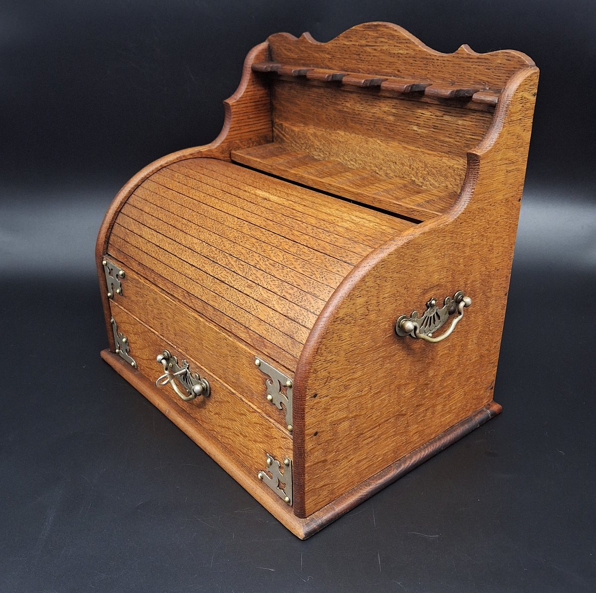 Scatola porta pipe con serrandina a cilindro, epoca 1930-photo-3