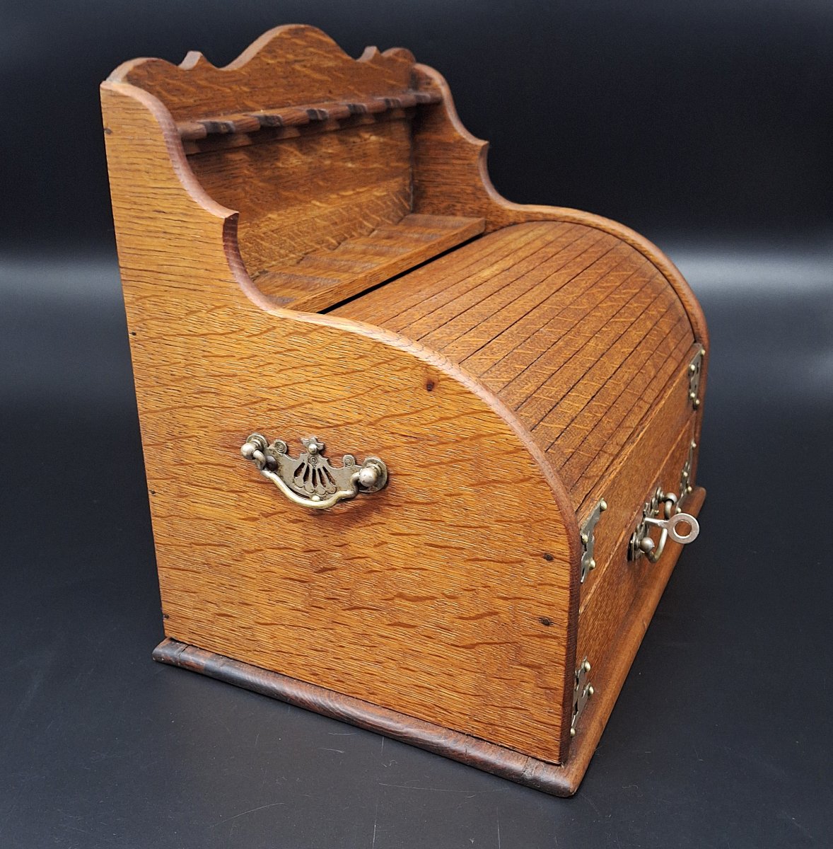 Scatola porta pipe con serrandina a cilindro, epoca 1930-photo-4