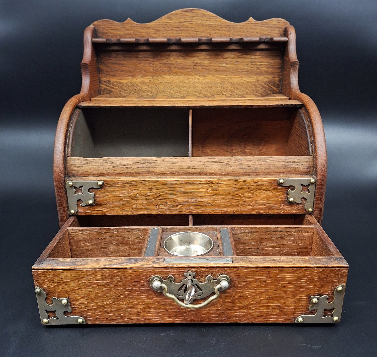 Scatola porta pipe con serrandina a cilindro, epoca 1930-photo-3