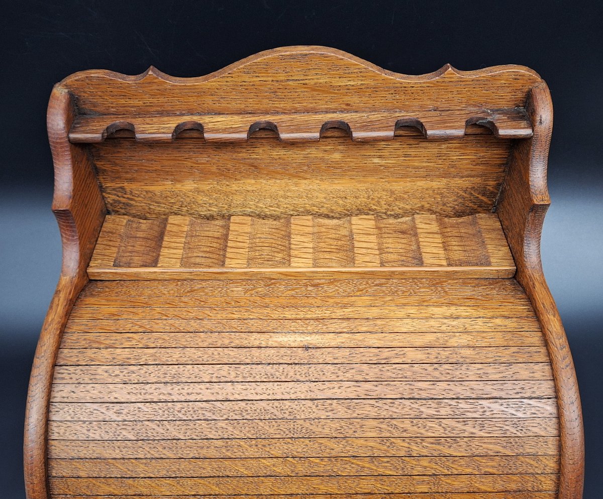 Scatola porta pipe con serrandina a cilindro, epoca 1930-photo-5