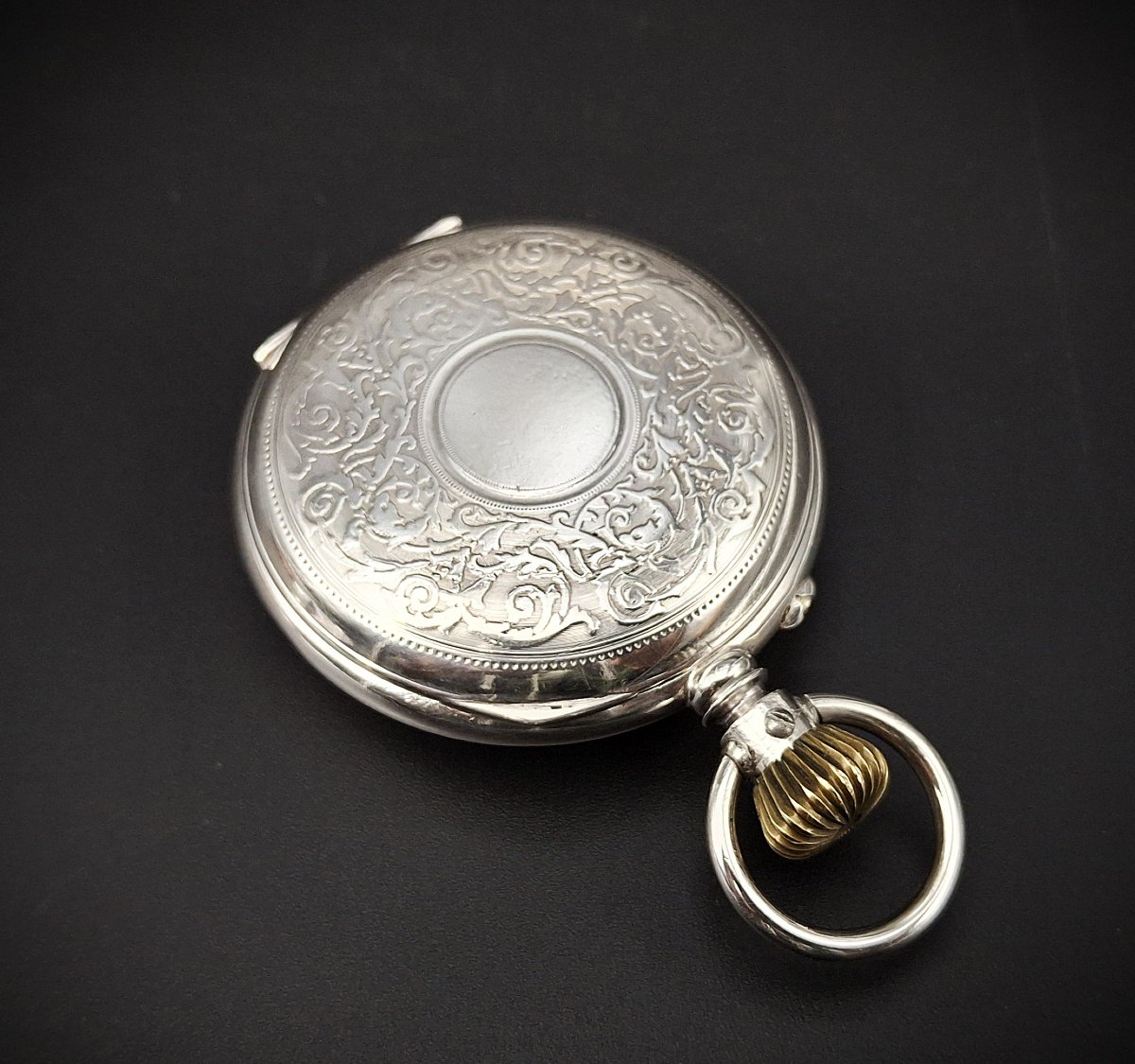 Raro orologio da tasca saltarello con ore e minuti saltanti, sistema A. Kaiser, 1890-photo-3