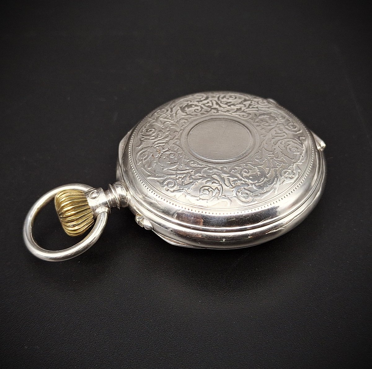 Raro orologio da tasca saltarello con ore e minuti saltanti, sistema A. Kaiser, 1890-photo-4