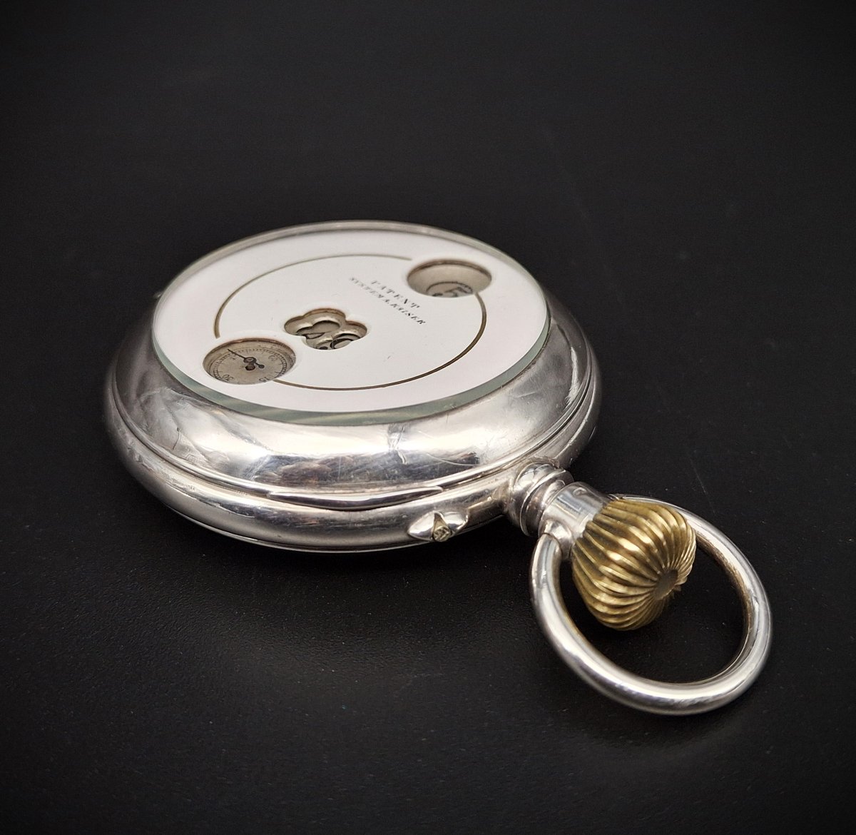 Raro orologio da tasca saltarello con ore e minuti saltanti, sistema A. Kaiser, 1890-photo-5