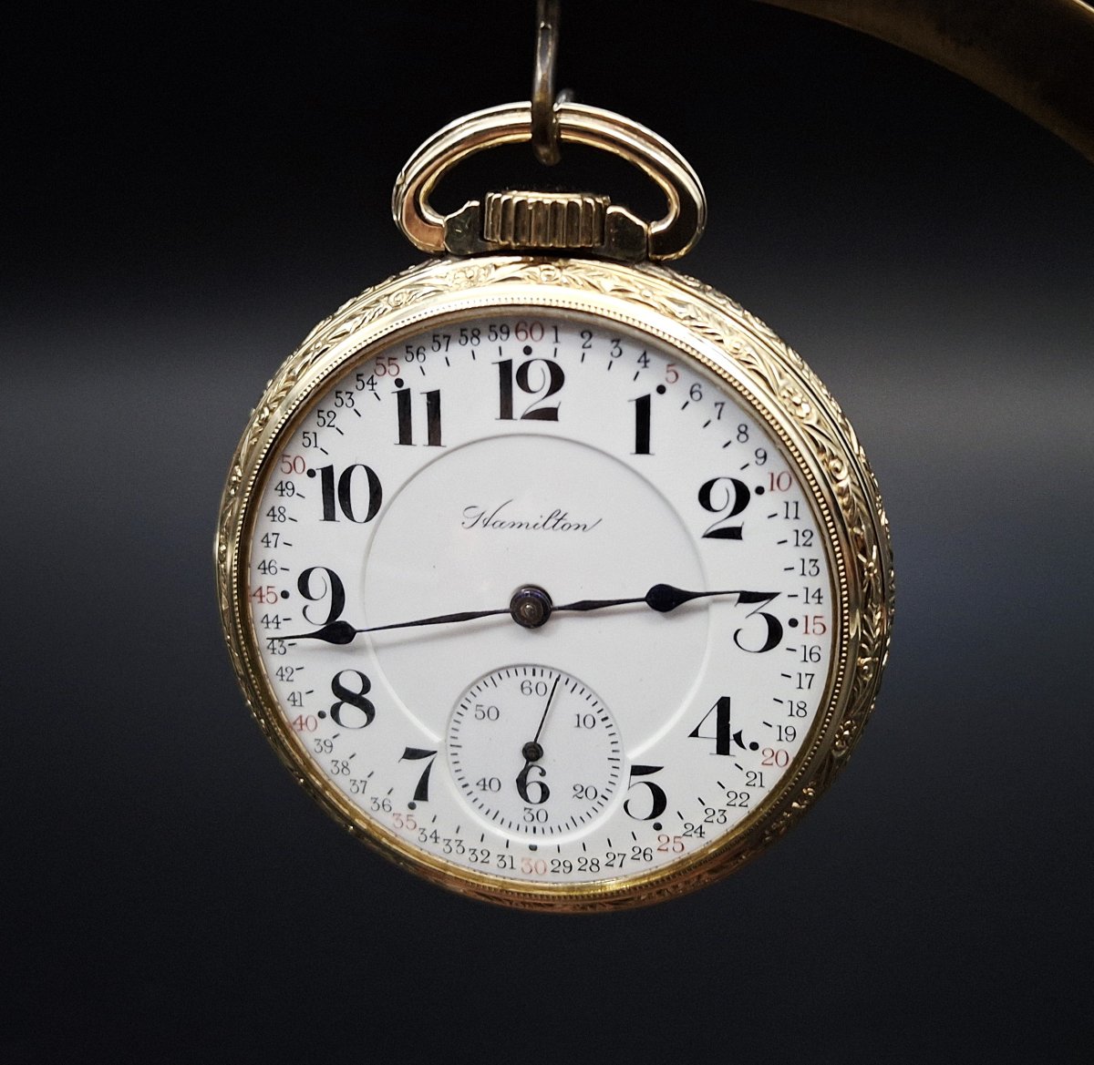 Orologio da tasca americano di grado ferroviario 992 Hamilton Watch co,  1912.-photo-3